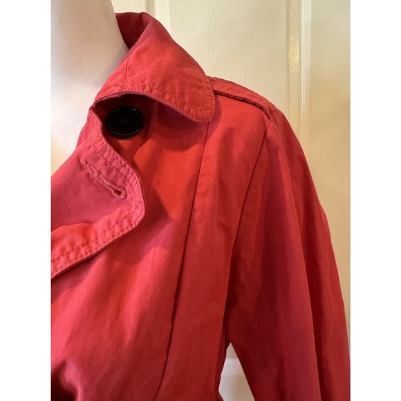 Gap Womens Trench Coat Double Breasted Belted Hot Pink Size M Spring Jacket - Picture 11 of 15